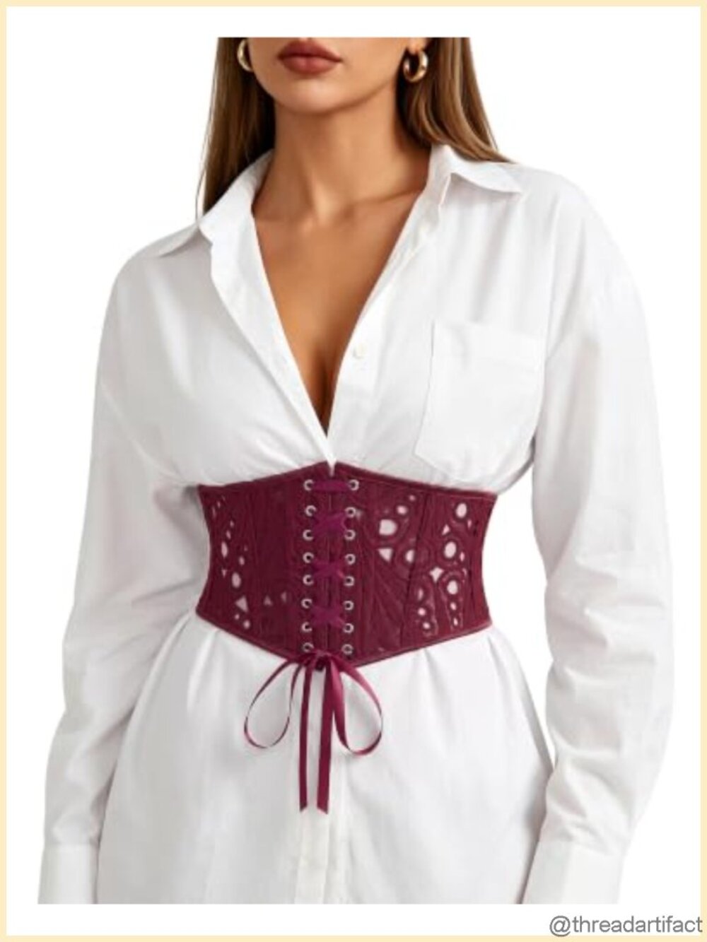 Wide Lace Corset Belt Sheer Floral Waspie Waist Belt for Dress Women